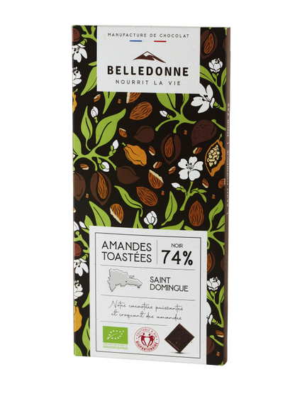 Belledonne -- Tablette noir 74% amandes bio - 100 g