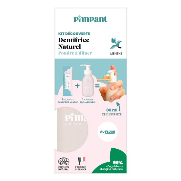 Pimpant -- Kit découverte dentifrice menthe (1 bouteille + 1 recharge)