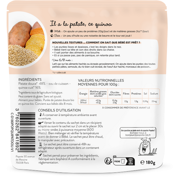 Popote -- Les moulinés patate douce quinoa - 180 g