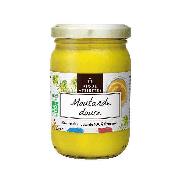 Pique Assiettes -- Moutarde douce bio 100% graines françaises bio - 200 g
