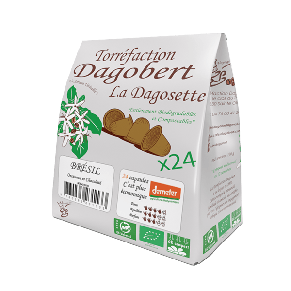 Les Cafés Dagobert -- Dagosette brésil demeter 100% arabica bio - x 24